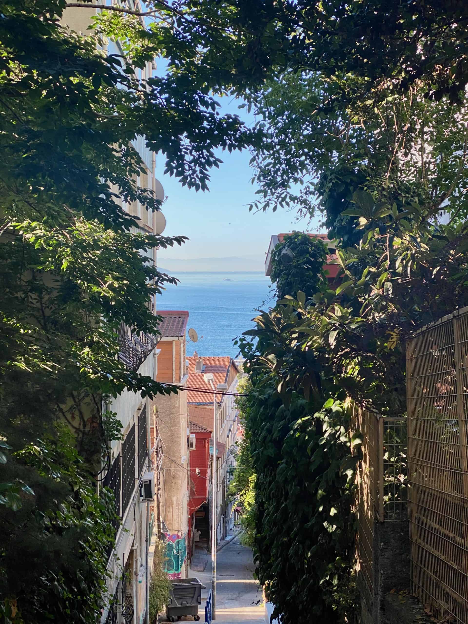 View of the Bosphorus from a backstreet in Istanbul.