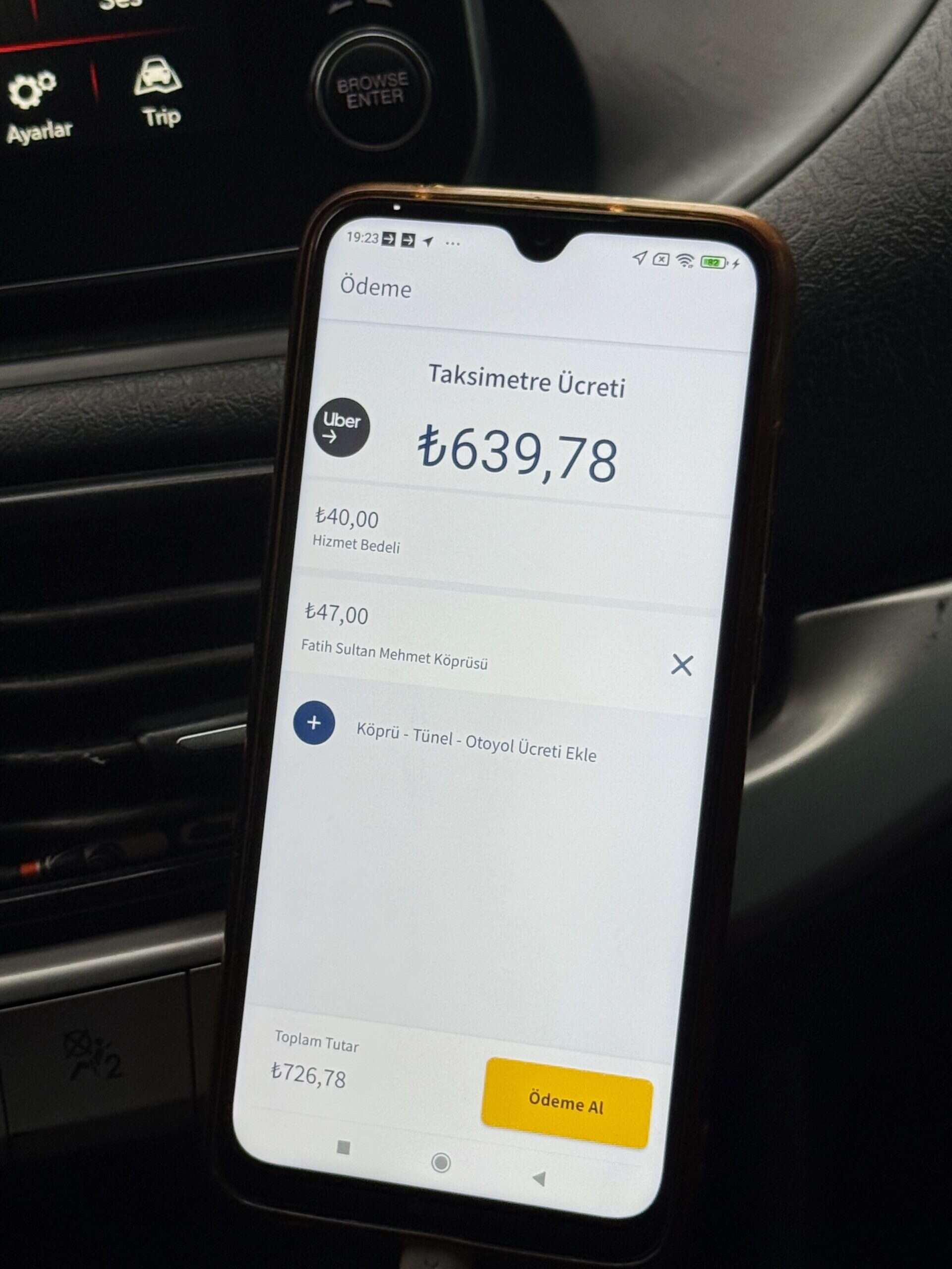 BiTaksi receipt, popular competitor to Uber in Istanbul.