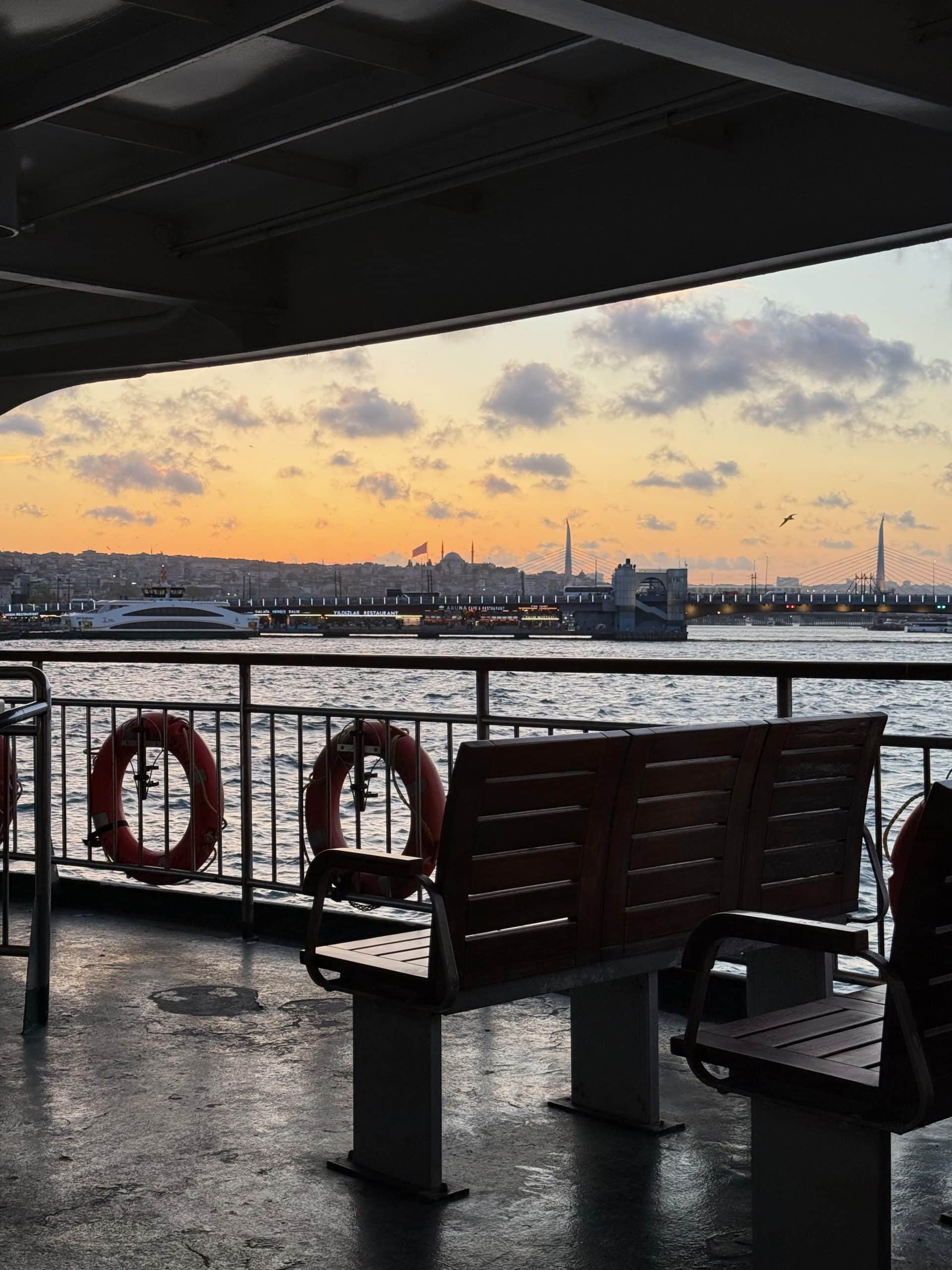 View of Istanbul from a public ferry, a good alternative to Uber in Istanbul. 