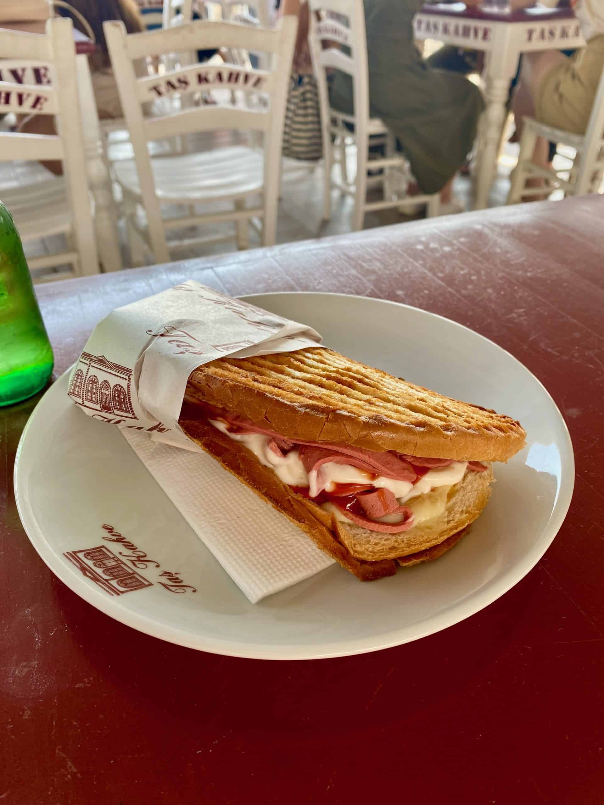 Ayvalik tostu in Tas Cafe in Cunda Island.