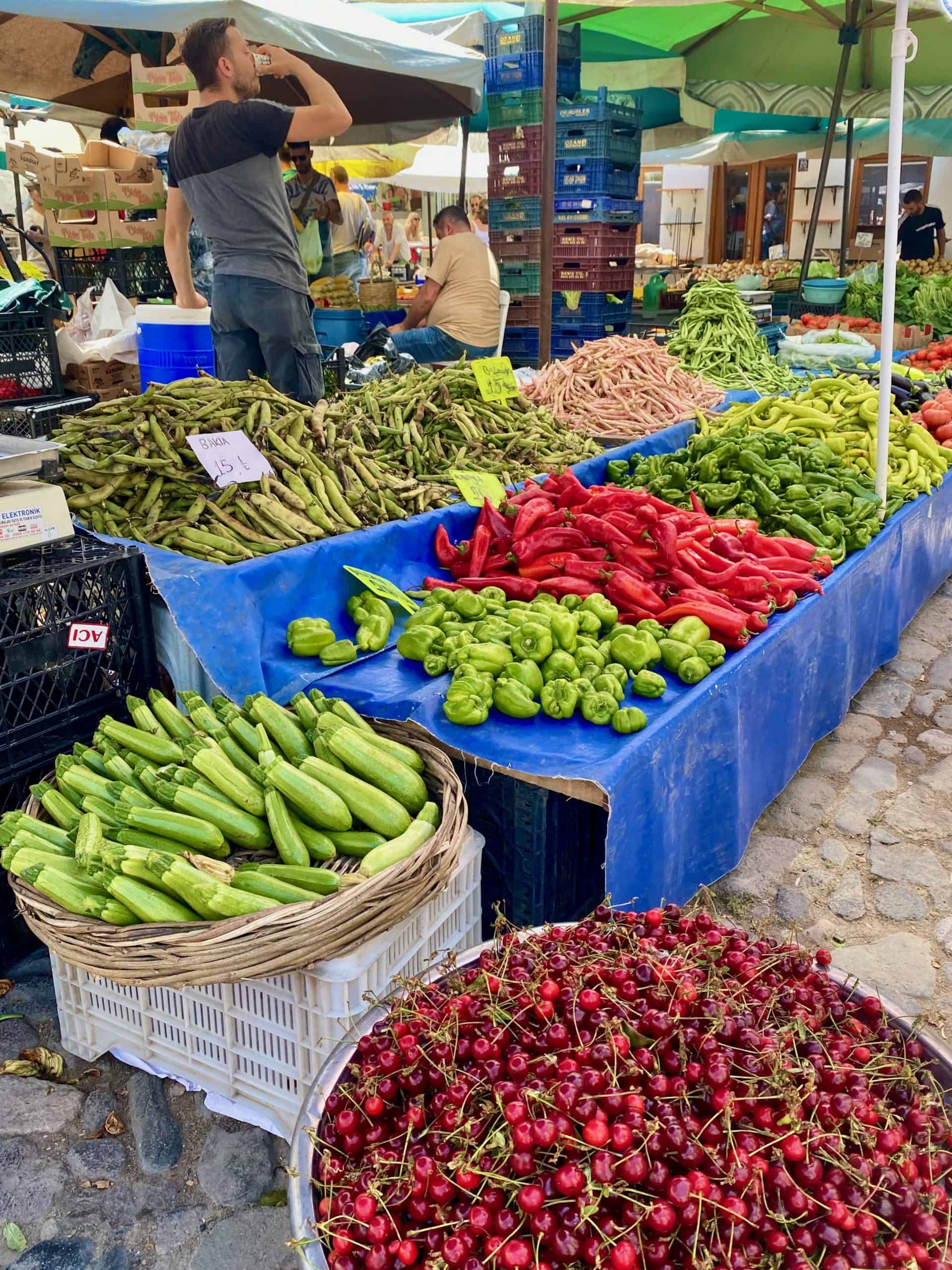 Saturday farmer’s market in Cunda Island.