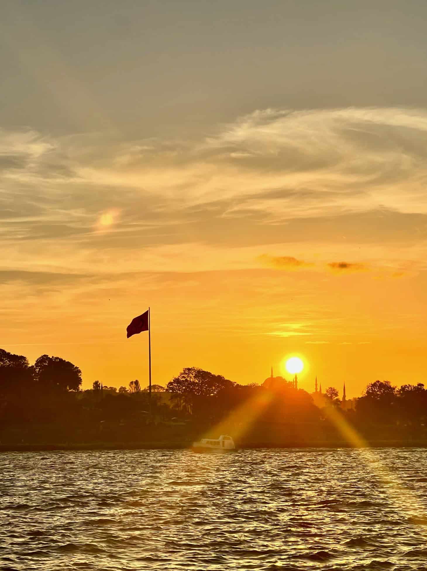 View of sunset on the historical peninsula of Istanbul.