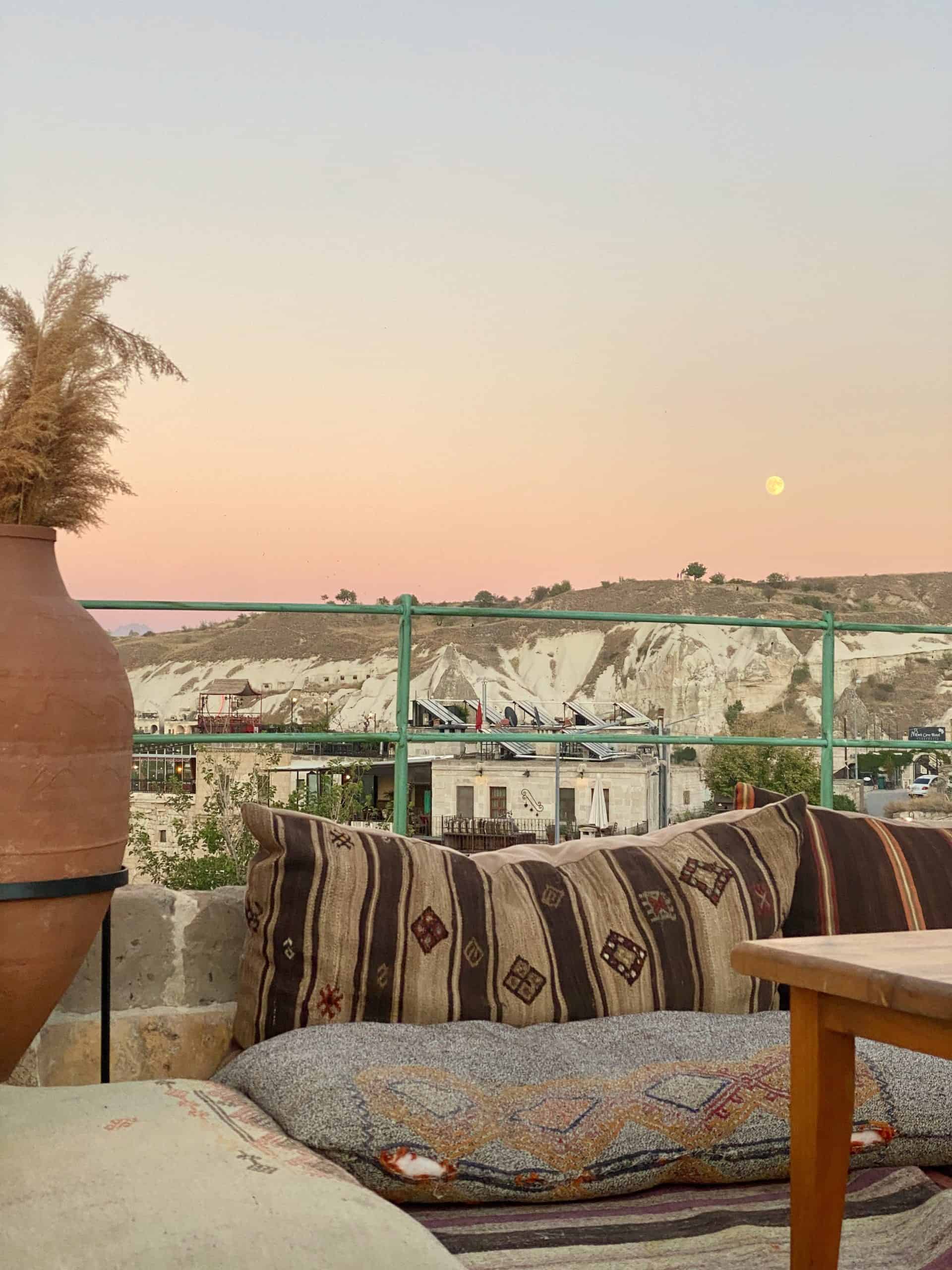 Cappadocia is worth it for the views of the landscapes from a rooftop in Göreme.