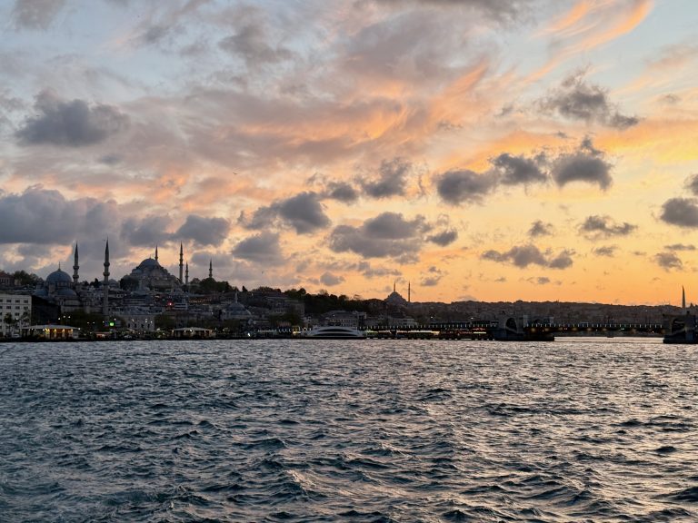 Beautiful landscape while arriving by ferry to Eminönü, Istanbul